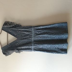 Madewell Blue Lace V-Neck Flutter Sleeve Dress